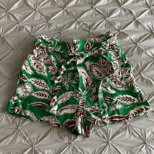 Green Printed Zara High Waisted Shorts